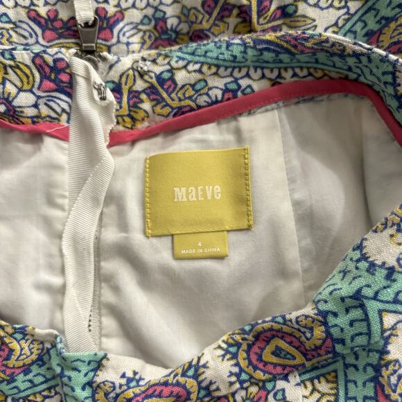 Anthropologie Maeve Mayola Linen Blend Women's size 4 Pencil Skirt Damask Boho - Picture 3 of 5